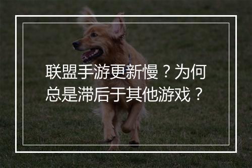 联盟手游更新慢?为何总是滞后于其他游戏?