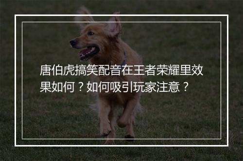 唐伯虎搞笑配音在王者荣耀里效果如何?如何吸引玩家注意?