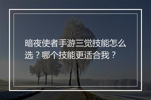 暗夜使者手游三觉技能怎么选？哪个技能更适合我？