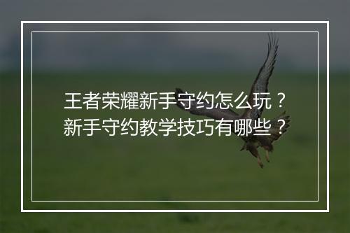 王者荣耀新手守约怎么玩？新手守约教学技巧有哪些？