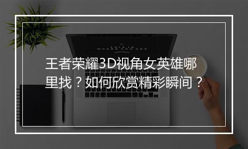 王者荣耀3D视角女英雄哪里找?如何欣赏精彩瞬间?