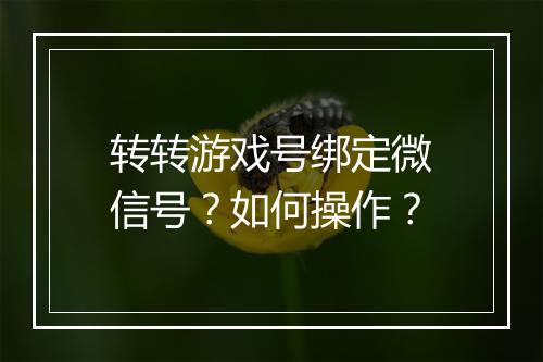 转转游戏号绑定微信号?如何操作?