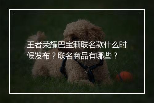 王者荣耀巴宝莉联名款什么时候发布?联名商品有哪些?