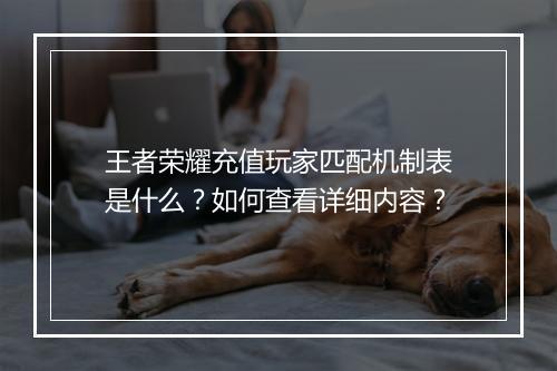 王者荣耀充值玩家匹配机制表是什么?如何查看详细内容?