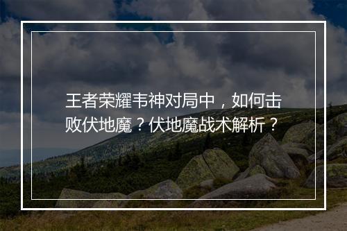 王者荣耀韦神对局中,如何击败伏地魔?伏地魔战术解析?