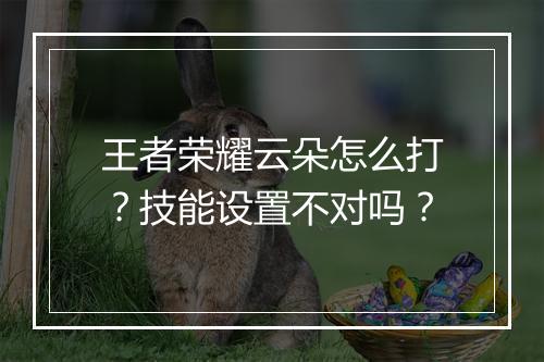 王者荣耀云朵怎么打？技能设置不对吗？