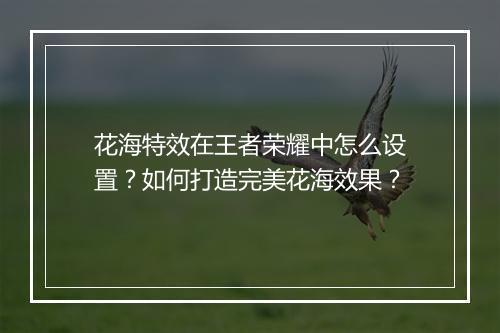 花海特效在王者荣耀中怎么设置?如何打造完美花海效果?