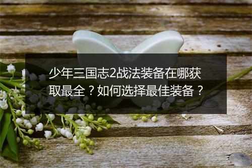 少年三国志2战法装备在哪获取最全?如何选择最佳装备?