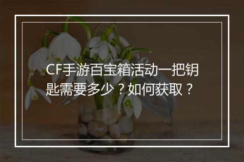 CF手游百宝箱活动一把钥匙需要多少？如何获取？