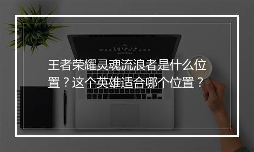 王者荣耀灵魂流浪者是什么位置？这个英雄适合哪个位置？