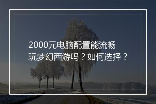 2000元电脑配置能流畅玩梦幻西游吗?如何选择?