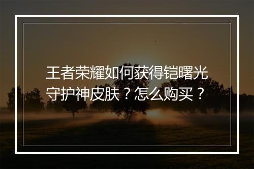 王者荣耀如何获得铠曙光守护神皮肤?怎么购买?
