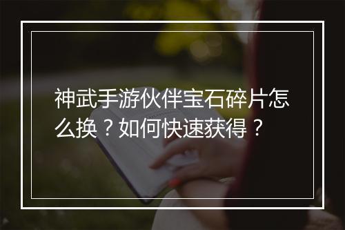 神武手游伙伴宝石碎片怎么换？如何快速获得？