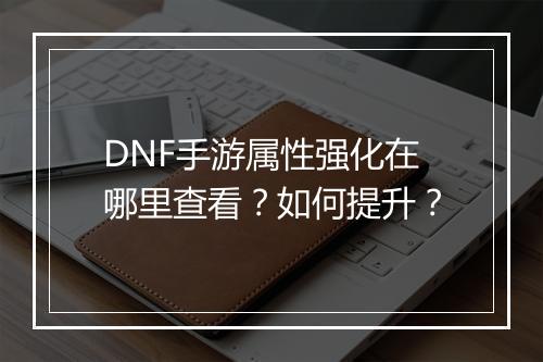 DNF手游属性强化在哪里查看?如何提升?