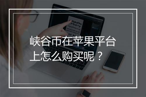 峡谷币在苹果平台上怎么购买呢?