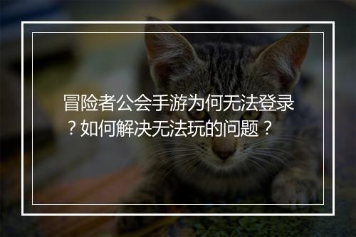 冒险者公会手游为何无法登录？如何解决无法玩的问题？
