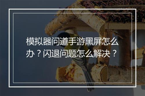 模拟器问道手游黑屏怎么办？闪退问题怎么解决？