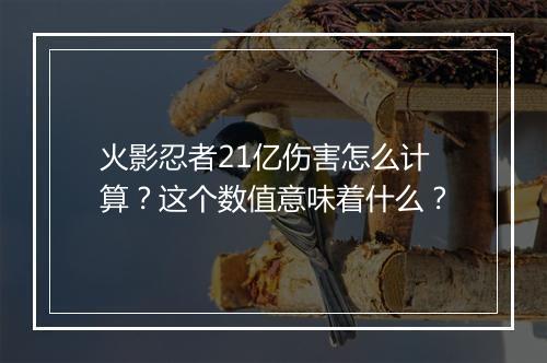 火影忍者21亿伤害怎么计算?这个数值意味着什么?