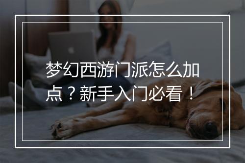 梦幻西游门派怎么加点?新手入门必看!