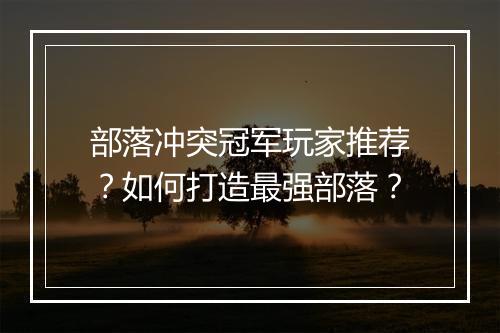 部落冲突冠军玩家推荐？如何打造最强部落？
