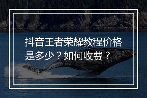 抖音王者荣耀教程价格是多少？如何收费？