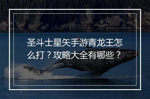 圣斗士星矢手游青龙王怎么打？攻略大全有哪些？