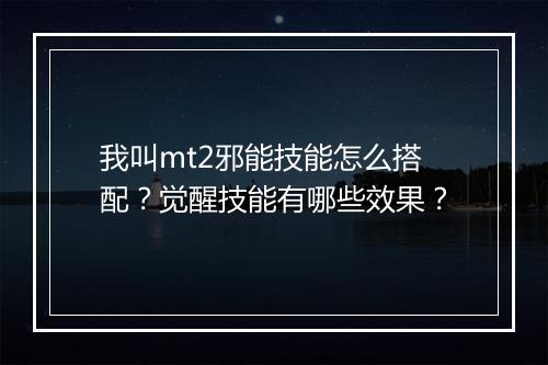 我叫mt2邪能技能怎么搭配?觉醒技能有哪些效果?