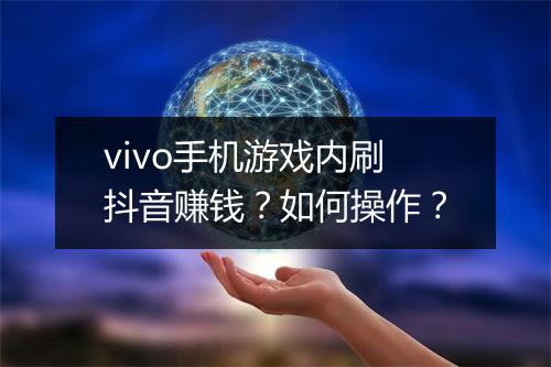 vivo手机游戏内刷抖音赚钱?如何操作?