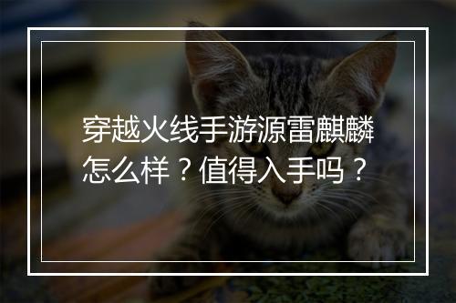 穿越火线手游源雷麒麟怎么样？值得入手吗？