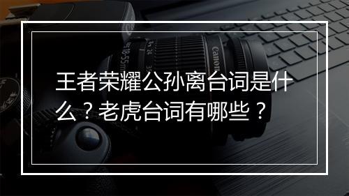 王者荣耀公孙离台词是什么?老虎台词有哪些?