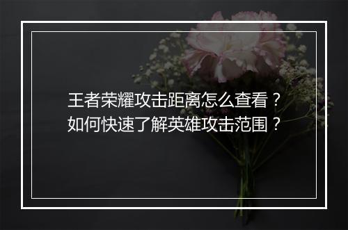 王者荣耀攻击距离怎么查看?如何快速了解英雄攻击范围?