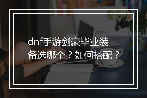 dnf手游剑豪毕业装备选哪个?如何搭配?