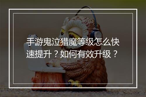 手游鬼泣猎魔等级怎么快速提升？如何有效升级？
