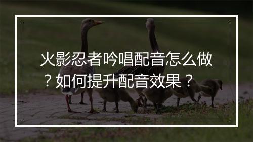 火影忍者吟唱配音怎么做?如何提升配音效果?