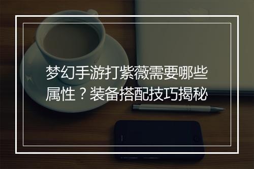 梦幻手游打紫薇需要哪些属性?装备搭配技巧揭秘