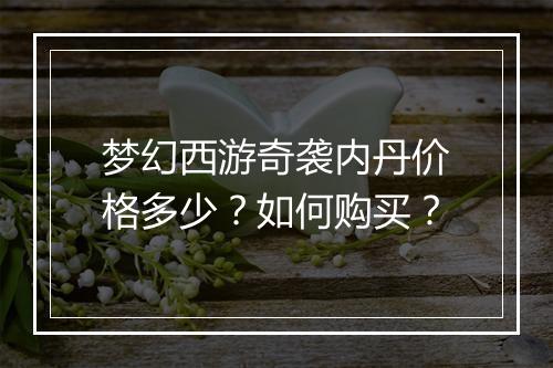 梦幻西游奇袭内丹价格多少?如何购买?