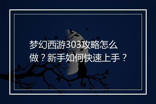 梦幻西游303攻略怎么做?新手如何快速上手?