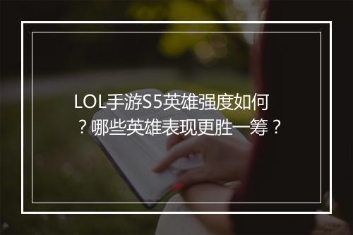 LOL手游S5英雄强度如何？哪些英雄表现更胜一筹？