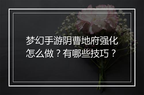梦幻手游阴曹地府强化怎么做?有哪些技巧?
