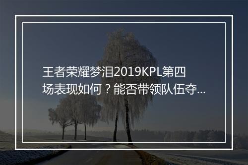 王者荣耀梦泪2019KPL第四场表现如何？能否带领队伍夺冠？