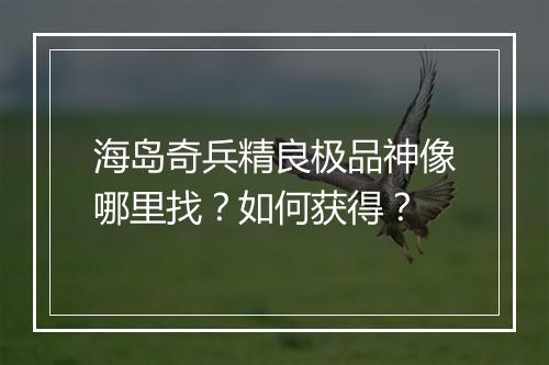 海岛奇兵精良极品神像哪里找？如何获得？