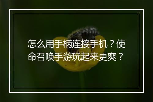 怎么用手柄连接手机?使命召唤手游玩起来更爽?