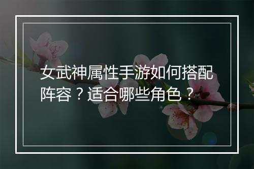 女武神属性手游如何搭配阵容?适合哪些角色?
