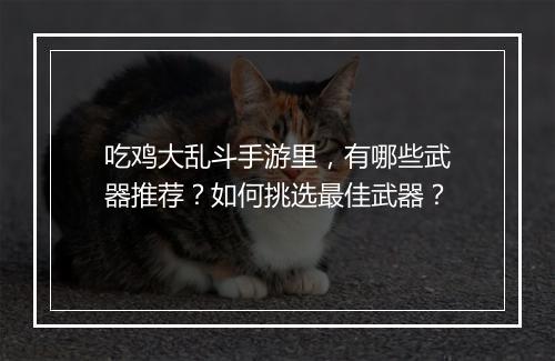 吃鸡大乱斗手游里，有哪些武器推荐？如何挑选最佳武器？
