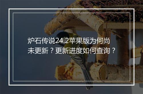 炉石传说24.2苹果版为何尚未更新?更新进度如何查询?
