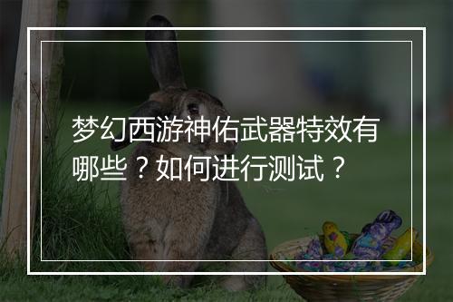 梦幻西游神佑武器特效有哪些?如何进行测试?