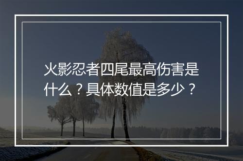 火影忍者四尾最高伤害是什么？具体数值是多少？