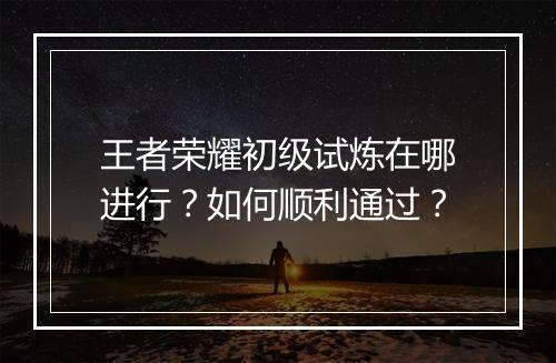 王者荣耀初级试炼在哪进行？如何顺利通过？