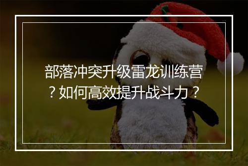 部落冲突升级雷龙训练营？如何高效提升战斗力？