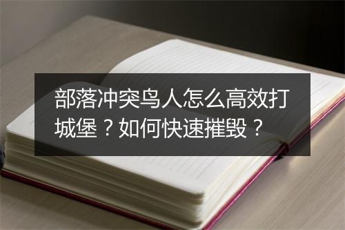 部落冲突鸟人怎么高效打城堡？如何快速摧毁？